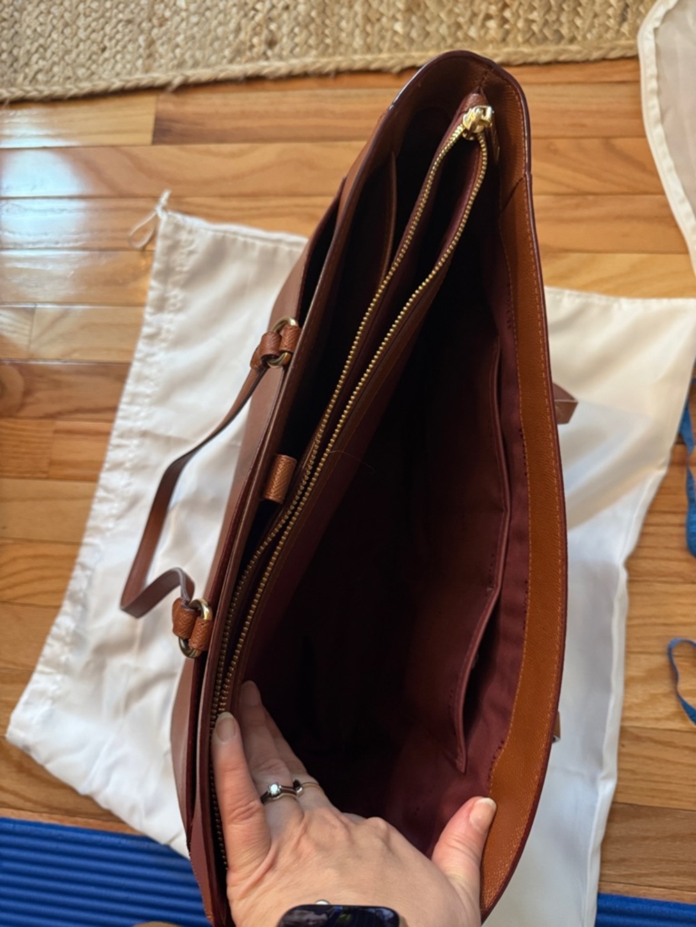 Coach Leather Tote in Chestnut Brown with Gold Hardware - Picture 10 of 15